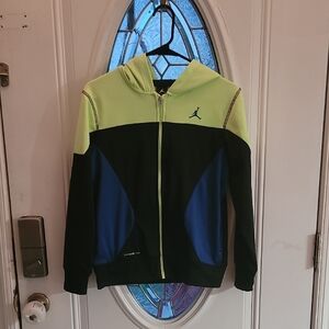 Jordan Black and Blue Jacket with Neon Highlights Size Large Kids